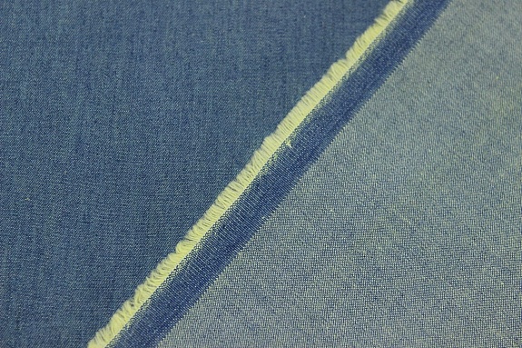 Сорочечная джинсовая ткань цв.Джинсово-желтый, СОРТ2, ш.1.44м, хлопок-50%, вискоза-50%, 135гр/м.кв
