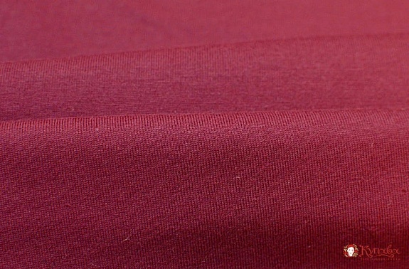 Трикотаж Кулир.гладь цв.Бордо, ВИД2, ш.1.96м (0.98 м*2, чулок), Карде, хл-100%, 145 гр/м.кв