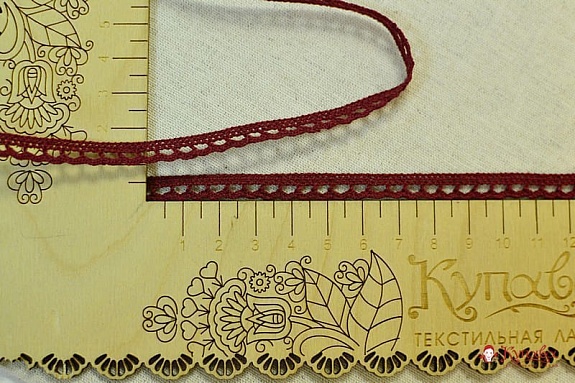 Кружево цв.т.бордово-вишневый, ш.08мм, хлопок-90%, п/э-10%, рис.092/17
