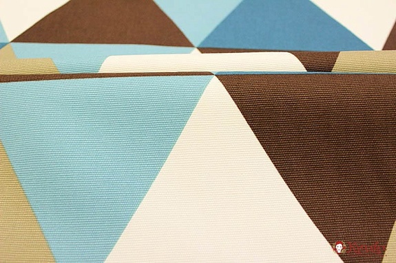 Интерьерный хлопок "Разноцветные треугольники" цв.морская волна/коричневый, ш.1.5м, хлопок-100%