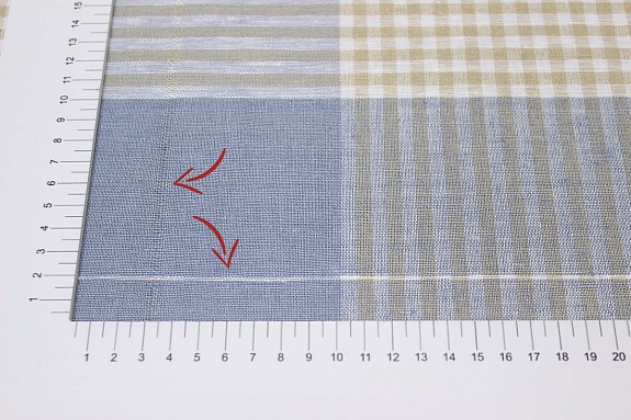 Полулен крой полотен. холста "Клетка" цв.бежевый/голубой джинс, ш.1.6м, лен-51%, хл-49%, рап.78см