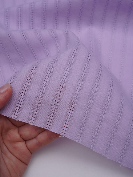 Фактурный хлопок "Мережка-полоска" цв.Лавандовый, ш.1.45м, батист, хлопок-100%, 100гр/м.кв