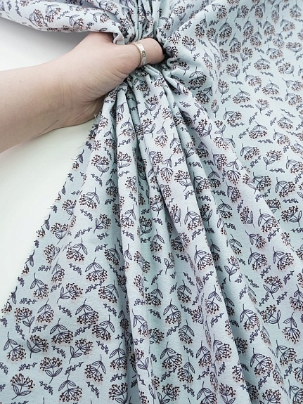 Теплый хлопок "Душистые соцветия" цв.св.серо-голубая дымка, СОРТ2, ш.1.5м, хлопок-100%, 160гр/м.кв