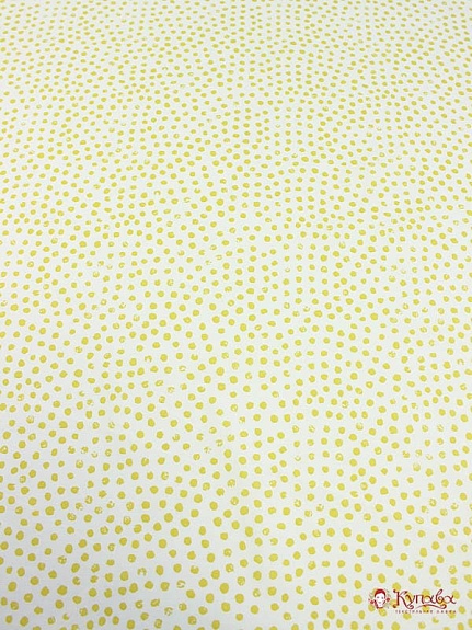 Полулен "Горчичный горох под набойку на белом", ш.1.5м, лен-30%, хлопок-70%, 147гр/м.кв