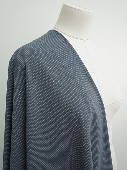 Пестрядь "Мелкая полоска на темно-сером с синим оттенком", ш.1.42м, хлопок-95%, п/э-5%, 160гр/м.кв