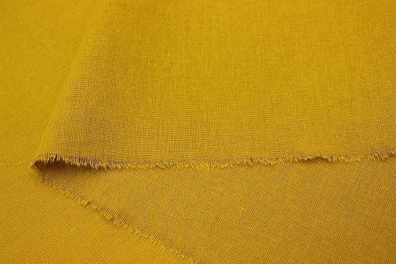 Полулен с умягчением цв.Насыщенная горчица, ш.1.5м, лен-30%, хлопок-70%, 147гр/м.кв