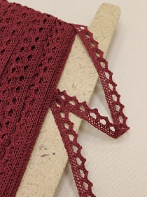 Кружево цв.винтажно-бордовый, ш.14мм, хлопок-90%, п/э-10%, рис.075/17