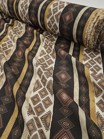 Плательная вискоза "Этника" цв.т.коричневый/горчичный, ш.1.5м, вискоза-100%, 110гр/м.кв