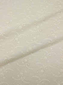 Мерный лоскут(ткань в отрезах)Шитье "Милые цветочки" (фестоны с 2х сторон) цв.кремовый, ш.1.3м, хлопок-100%, батист, 80гр/м.кв