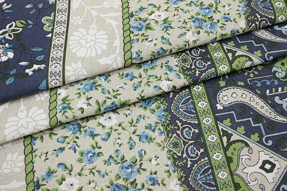 Полулен "Шанита" цв.синий,  ш.1.5м, лен-30%, хлопок-70%, 145гр/м.кв