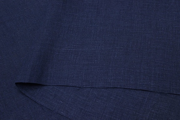 Лен костюмный с эффектом мятости цв.Чернильно-синий, ш.1.45м, лен-100%, 190гр/м.кв