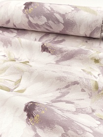 Ткань Дак "Пионовый туман" цв.лилово-серый, ш.1.8м, хлопок-65%, п/э-35%, 200гр/м.кв