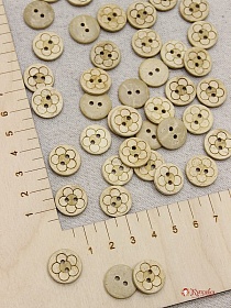 Пуговица светлый кокос, Цветочек,16мм, 2 отверстия