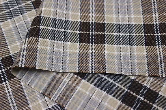 Фуле "Клетка" цв.бежевый/шоколадно-коричневый, ш.1.4м, хлопок-100%, 180гр/м.кв
