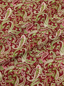 Импорт. хлопок "Восточные огурчики на бордово-красном", ш.1.48м, хл-100%, 100гр/м.кв