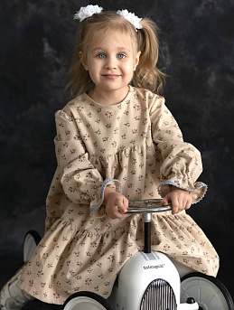 Детское платье из теплого хлопка "Милые букетики"