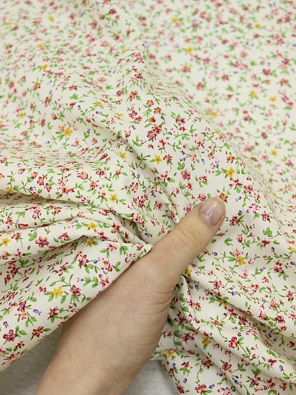 Импорт. хлопок "Цветочное вдохновение (коралловые цветы)", ш.1.45м, хлопок-100%, 110гр/м.кв