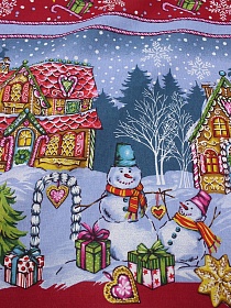 Рогожка "Веселый праздник" цв.красная малина, ш.1.5м, хлопок-100%, 160гр/м.кв