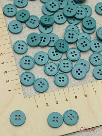 Пуговица пластмасса, цв.св.морская волна, 15мм, 4 отверстия