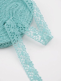Кружево цв.нежно-бирюзовый с мятным оттенком, ш.20мм, хлопок-90%, п/э-10%, 10м, рис.015/19