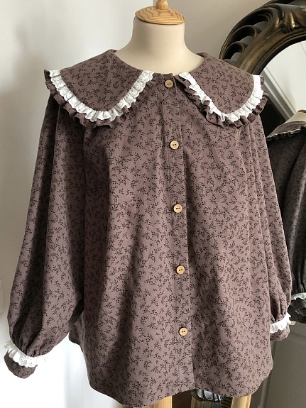 Рубашка из Теплого хлопка "Листочки - цветочки"