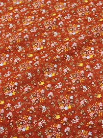 Вискоза с хлопком "Скромный букетик" цв.терракот, ш.1.46м, хл-50%, вискоза-50%, 80гр/м.кв