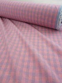 Вареный (стираный) хлопок "Клетка (1.0*1.0см)" цв.розовая дымка/серый, ш.2.5м, хл-100%, 110гр/м.кв 