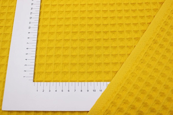 Вафельное премиум-полотно "Бохо" цв.сигнальный желтый, ш.1.72м, хлопок-100%, 230гр/м.кв