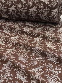 Теплый хлопок "Осенние травы" цв.шоколадный, ш.1.5м, хлопок-100%, 160гр/м.кв