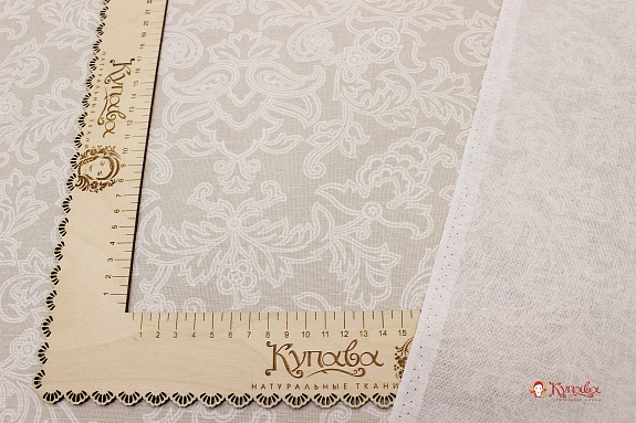 Полулен "Сказочный белый узор" цв.бежевый, СОРТ2, ш.2.2м, лен-30%, хлопок-70%, 140гр/м.кв