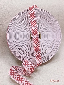 Жак.лента 22мм Красная вышивка на белом, рис.9321/1