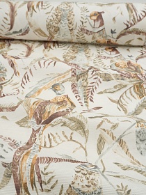 Ткань Дак "Фазаны" цв.кофейный, ш.1.8м, хлопок-65%, п/э-35%, 205гр/м.кв