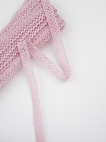 Кружево цв.нежно-розовый, ш.10мм, хлопок-90%, п/э-10%, 10м, рис.129/11