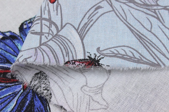 Мерный лоскут (ткань в отрезах) - Бязь "Разноцветные бабочки", ш.1.5м, хлопок-100%, 140гр/м.кв