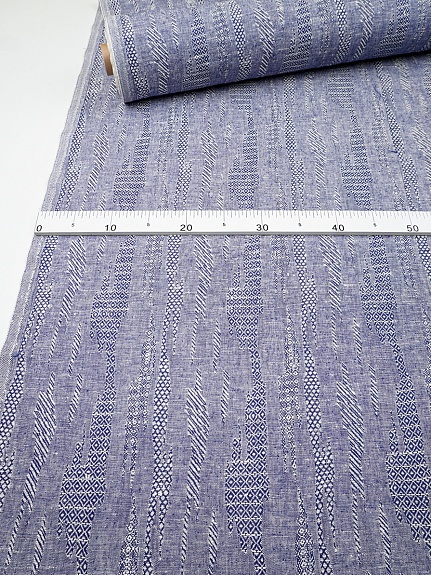 Полульняной жаккард "Импрессия" цв.синий, ш.1.5м, лен-59%, хлопок-41%, 200гр/м.кв