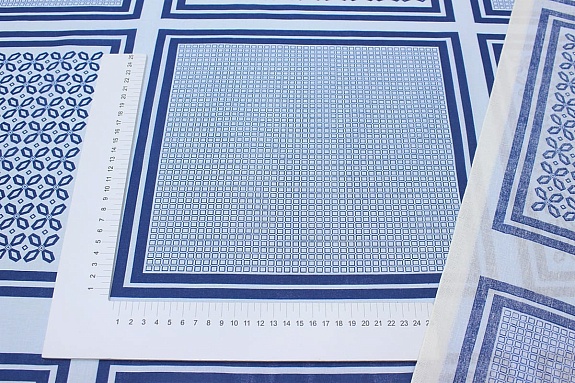 Ситец Крой носовых платков "Дамиан" цв.синий, СОРТ2, ш.1.35м, хлопок-100%, раппорт 63.5см