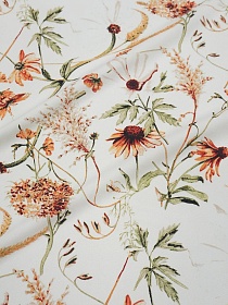 Плательная вискоза Цифр.печать "Полюшко" цв.сливочно-молочный, ш.1.45м, вискоза-100%, 115гр/м.кв