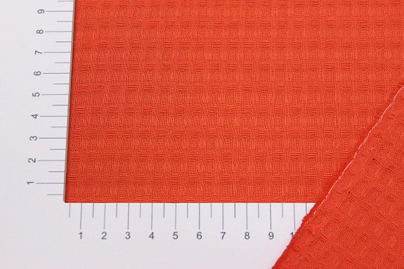 Вафельное полотно "Крупная клетка" цв.оранжево-красный, ш.1.5м, хлопок-100%, 200гр/м.кв
