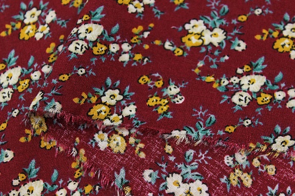 Штапель "Татьянин день" цв.вишневый, ш.1.43м, вискоза-100%, 110гр/м.кв