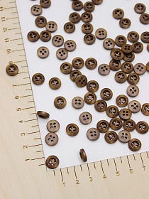 Пуговица дерево, цв.бронзово-коричневый, 10мм, 4 отверстия#032172