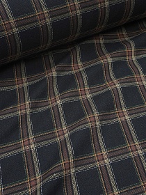 Фуле "Клетка" цв.чернильно-черный/коричневый, ш.1.45м, хлопок-95%, п/э-5%, 160гр/м.кв