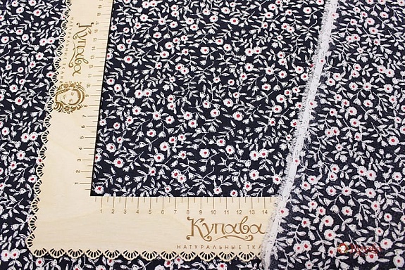 Штапель "Лёгкость" цв.чернильно-черный, ш.1.42м, вискоза-100%, 90гр/м.кв