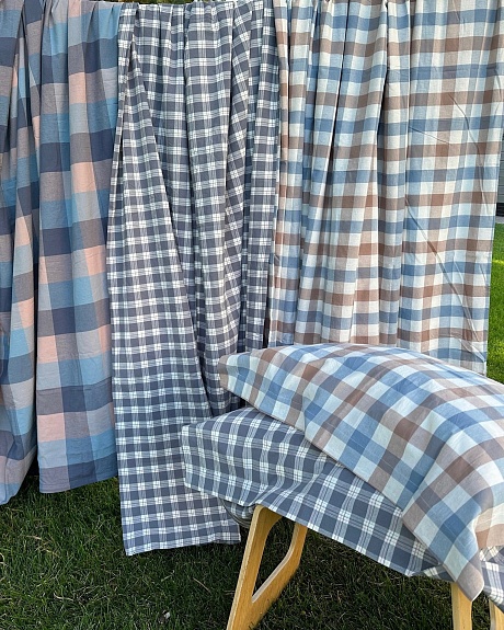 Комплекты постельного белья из вареного хлопка "Клетка"*