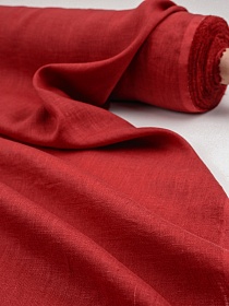 Лен сорочечный с эффектом мятости цв.Темный красно-терракотовый, ш.1.45м, лен-100%, 125гр/м.кв
