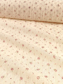 Фактурный хлопок с мережкой-полосой "Нежный акцент" цв.сливочный, ш.1.35м, хл-100%, 90гр/м.кв