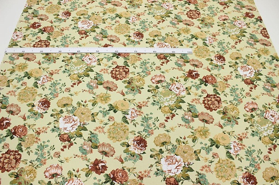 Ткань интерьерная "Нежный аромат" (терракотовые цветы), ш.1.48м, хл-80%, п/э-20%, 265гр/м.кв
