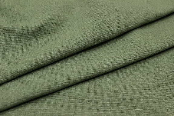 Полулен костюмный с эффектом мятости цв.Хаки шалфей, СОРТ2, ш.1.5м, хл-70%, лен-30%