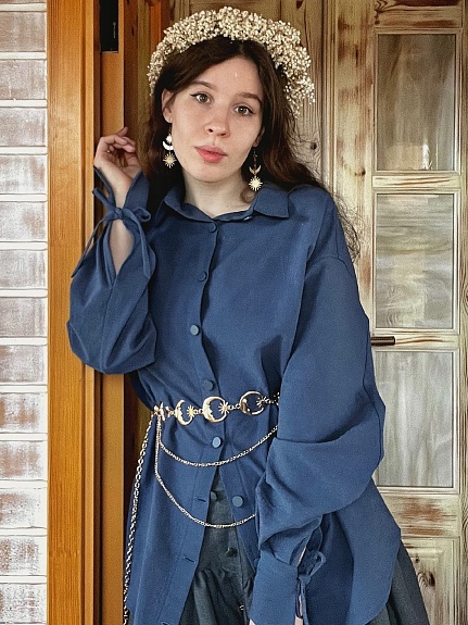 Рубашка из хлопка крэш цв.этнографический