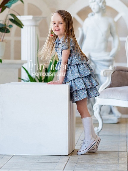 Детское платье из хлопка "Цветочный вьюнок"