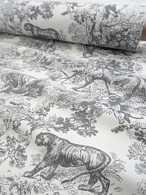 Ткань Дак "Туаль де Жуи - Дикий мир" цв.серый, ш.1.8м, хлопок-65%, п/э-35%, 210гр/м.кв
